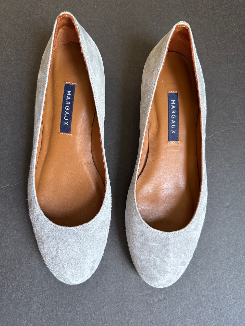 Margaux Light Gray Suede Ballet Flats Flint Gray Size 36